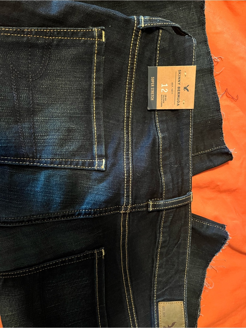 American Eagle Outfitters Indigo Dark Blue skinny Denim Bermuda Shorts - Picture 4 of 4